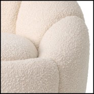 Fauteuil Pivotant 24 - Inger - Modern brushed brass finished swivel chair with pine wood and fabric details - Pacific Compagnie.