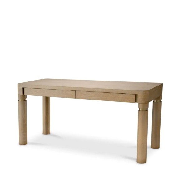Bureau 24 - Carmel - Luxury oak veneer desk with brushed brass accents - Pacific Compagnie.