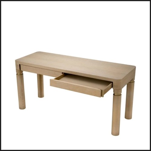 Bureau 24 - Carmel - Elegant home office desk in oak veneer and brushed brass - Pacific Compagnie.