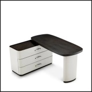 Bureau 24 - Numana - Contemporary home office desk in mocha oak veneer with faux leather - Pacific Compagnie.
