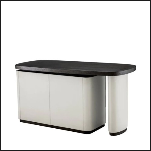 Bureau 24 - Numana - Light grey office desk with Eichholtz branding and faux leather accents - Pacific Compagnie.
