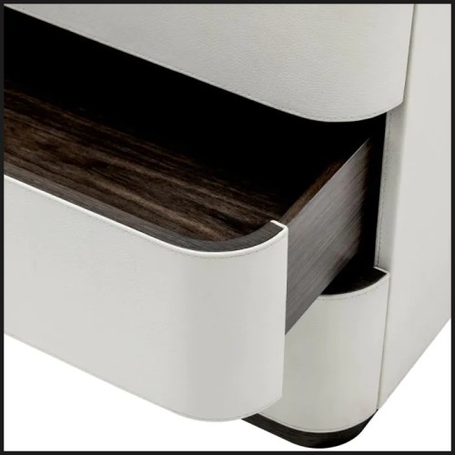 Bureau 24 - Numana - Eichholtz designer desk with mocha oak and light grey faux leather - Pacific Compagnie.