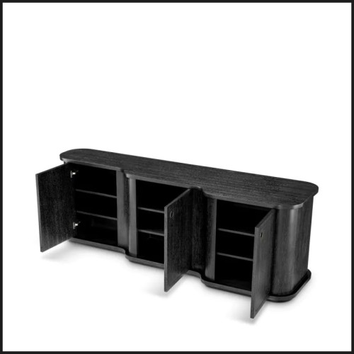 Commode  24 - Caprioli - Eichholtz charcoal grey oak veneer dresser with modern design - Pacific Compagnie.