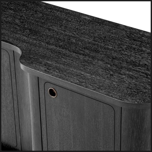 Commode  24 - Caprioli - Charcoal grey Eichholtz dresser with oak veneer and sleek hardware - Pacific Compagnie.