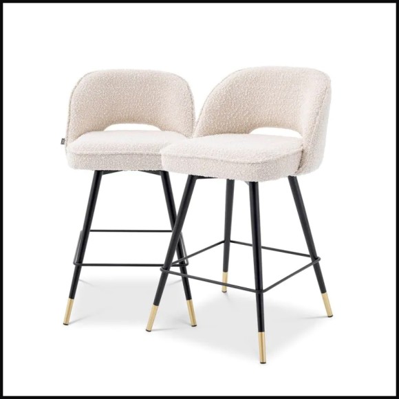 Tabouret de comptoir 24 - Cliff lot de 2 | Set of 2 Counter Stool Cliff - Kitchen stool set, brass and leather details - Pacific