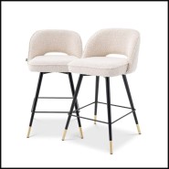 Tabouret de comptoir 24 - Cliff lot de 2 | Set of 2 Counter Stool Cliff - Kitchen stool set, brass and leather details - Pacific