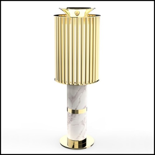 Lampe de salon PC - Excellence - Sophisticated table lamp featuring marble and gold-plated accents - Pacific Compagnie.