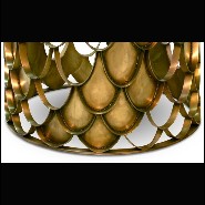 Table basse 155 - Japanese Carpus - Bronze glass top coffee table with aged brass base and Japanese Carpus style - Pacific Compa