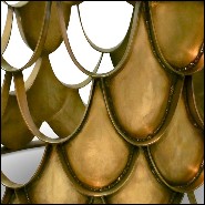 Table basse 155 - Japanese Carpus - Elegant aged brass coffee table with bronze glass top and Japanese Carpus inspiration - Paci