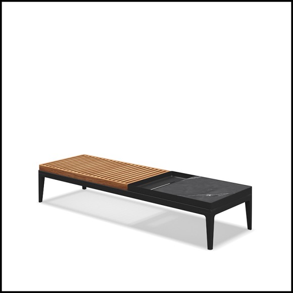 Table basse 45 - Grid teak & ceramic - Salon moderne - Pacific Compagnie.