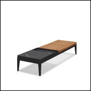 Table basse 45 - Grid teak & ceramic | Coffee table 45 Grid teak and ceramic view - Pacific Compagnie.
