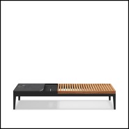 Table basse 45 - Grid teak & ceramic | Coffee table 45 Grid teak and ceramic design - Pacific Compagnie.