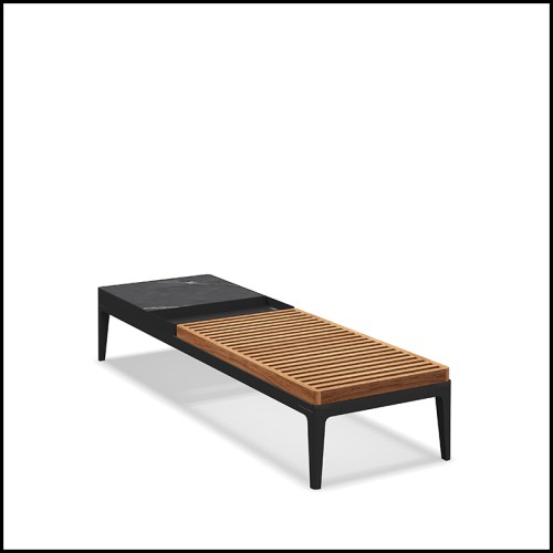 Table basse 45 - Grid teak & ceramic | Coffee table 45 Grid teak and ceramic living - Pacific Compagnie.