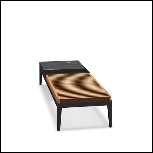 Table basse 45 - Grid teak & ceramic - Plateau mixte - Pacific Compagnie.