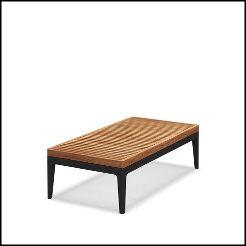 Table basse 45 - Grid teak rectangular - Bois chaleureux - Pacific Compagnie.