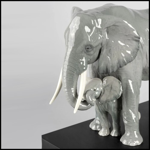 Statuette Deux Elephants 256 - Baby Mommy | Elephant Figurine decor - Pacific Compagnie.