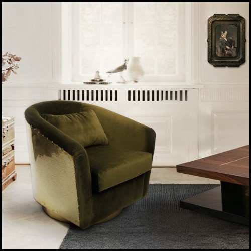 Fauteuil 155 - Natural Green - Soft green upholstered armchair for home decor - Pacific Compagnie.