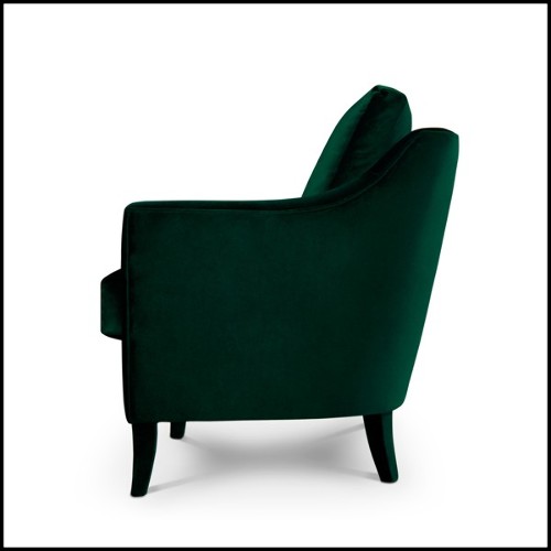 Fauteuil 155 - British Green - Fully upholstered armchair with British Green cotton velvet - Pacific Compagnie.