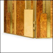 Paravent 155 - Gold Elm - Gold elm screen with intricate design details - Pacific Compagnie.