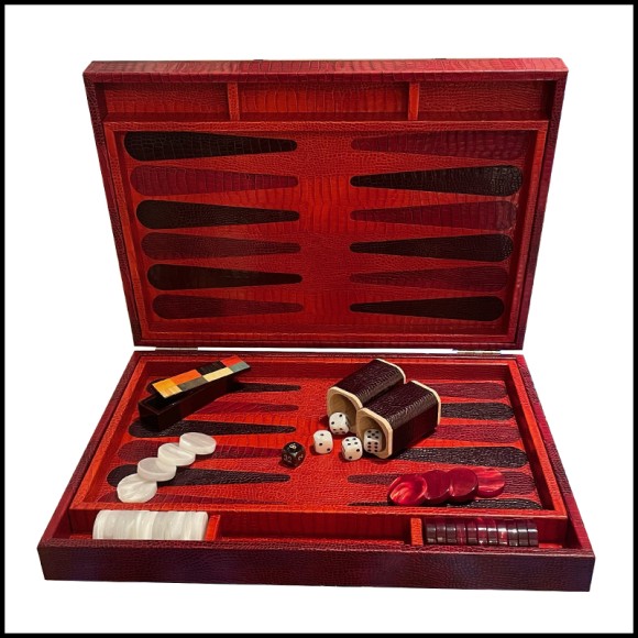 Backgammon PC - Finition Croco - Luxe design - Pacific Compagnie.