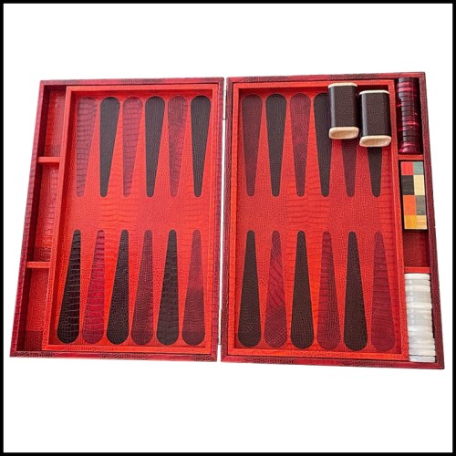Backgammon PC - Finition Croco | Crocodile finish backgammon board - Pacific Compagnie.