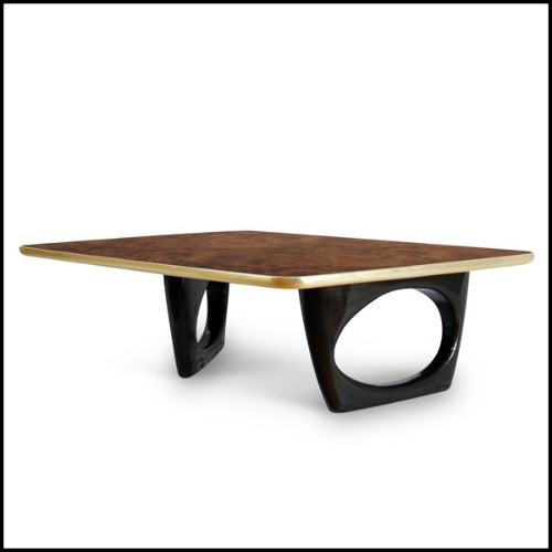Table basse 155 - Sherwood - Walnut and gold coffee table for modern interiors - Pacific Compagnie.