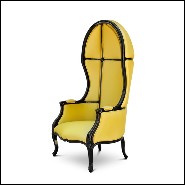 Fauteuil 155 - Tresor - Black lacquered armchair with satinated cotton fabric 155-Tresor - Pacific Compagnie.