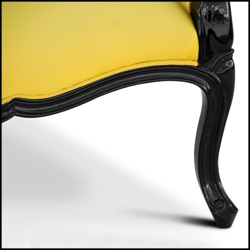 Fauteuil 155 - Tresor - Satinated cotton fabric armchair with black lacquered structure 155-Tresor - Pacific Compagnie.