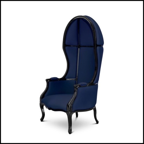 Fauteuil 155 - Tresor - Armchair with black lacquered frame and satinated cotton upholstery 155-Tresor - Pacific Compagnie.