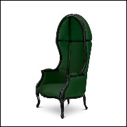 Fauteuil 155 - Tresor - Satinated cotton and black lacquered wood armchair 155-Tresor design - Pacific Compagnie.