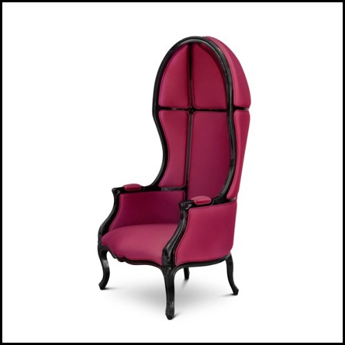 Fauteuil 155 - Tresor - Sophisticated armchair with black lacquered structure and satinated cotton fabric 155-Tresor - Pacific C