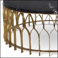 Coffee Table with Brushed Aged Brass Structure and Marble Top Nero Marquina 155-Arcade
