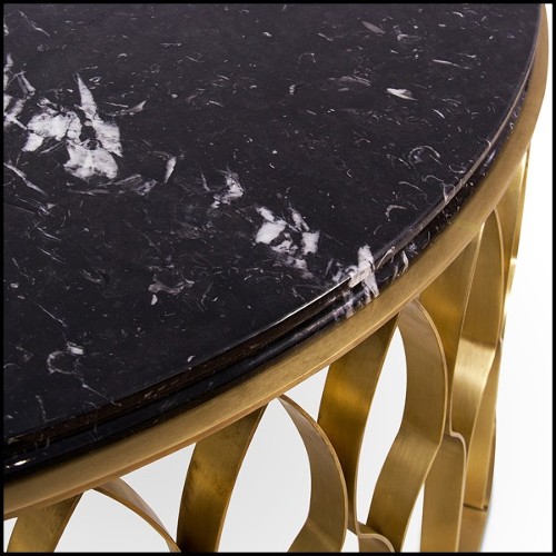 Table basse 155 - Mecca oval - Elegant Nero Marquina Marble Top on Brushed Brass Base - Pacific Compagnie.