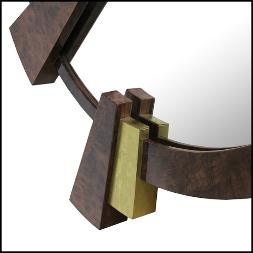 Miroir 155 - Times - Flat mirror with decorative walnut root veneer - Pacific Compagnie.