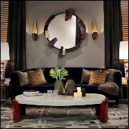 Miroir 155 - Times - Luxury round mirror with brass and walnut finish - Pacific Compagnie.