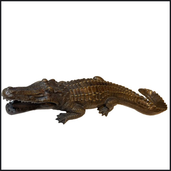 Sculpture PC - Crocodile Bronze | Sculpture PC - Bronze croc decor - Pacific Compagnie.