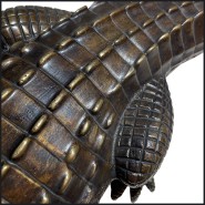 Sculpture PC - Crocodile Bronze - Décoration luxe - Pacific Compagnie.