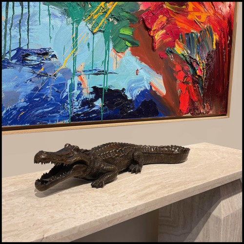 Sculpture PC - Crocodile Bronze | Sculpture PC - Bronze gator art - Pacific Compagnie.