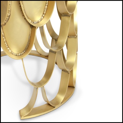 Stool with brushed aged brass base and seat in upholstery velvet Brabbu - Carpus