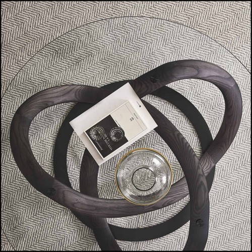 Table basse 163 - Limitless | Coffee table with base in solid walnut wood on chrome-plated metal ground base 163-Limitless, Wood