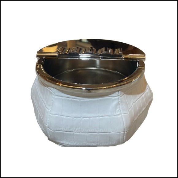 Cendrier 189 - Blanc Croco | Ashtray 189 - White Croco - White Croco Textured Ashtray - Pacific Compagnie.