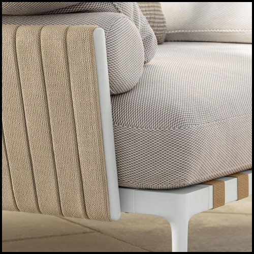 Détail du canapé Gloster, collection Salina en tissu outdoor White-White-Beige