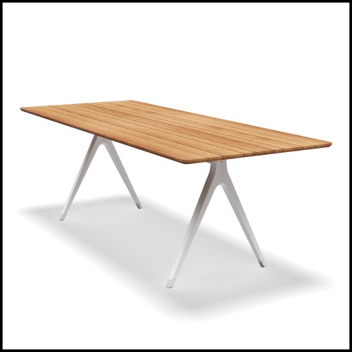 Table à Manger Gloster, collection Split en aluminium et teck, vue de profil