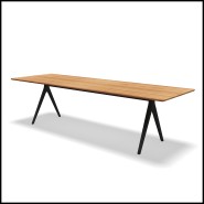 Table à Manger Gloster, collection Split en aluminium et teck. Finition Noir