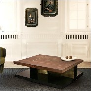 Coffee Table with high glossy lacquer finish brass and wood veneer 155-Chloe