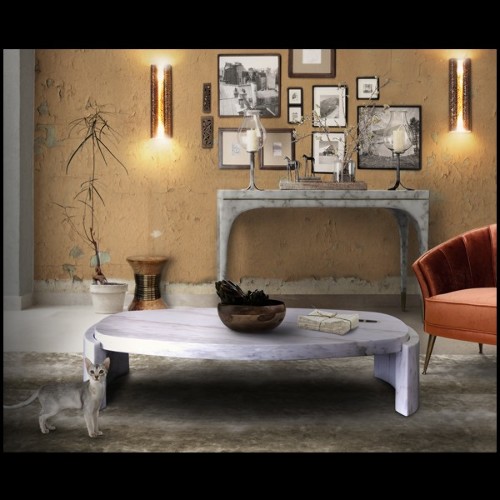 Coffee table in white Carrara marble Brabbu - Ankara