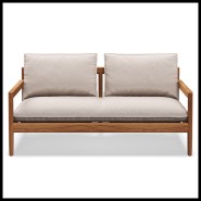 Sofa Gloster Saranac Collection in teak natural finish, ropes and outdoor fabric,