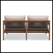 Sofa Gloster Saranac Collection in teak natural finish, ropes and outdoor fabric, back view