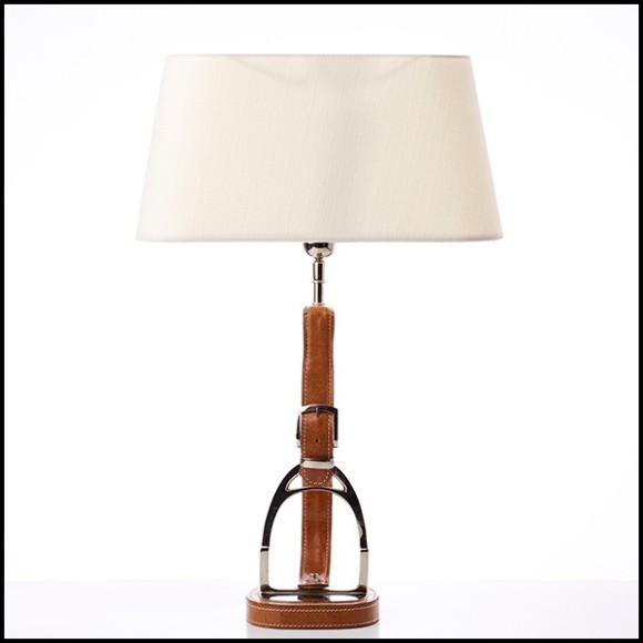 Lampe à poser 24-Olympia Equestrian en nickel et cuir