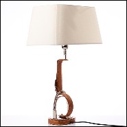 Lampe à poser 24-Olympia Equestrian en nickel et cuir